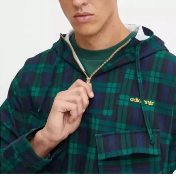adidas Other - Adidas Hooded Windbreaker Plaid Jacket Men Size XL